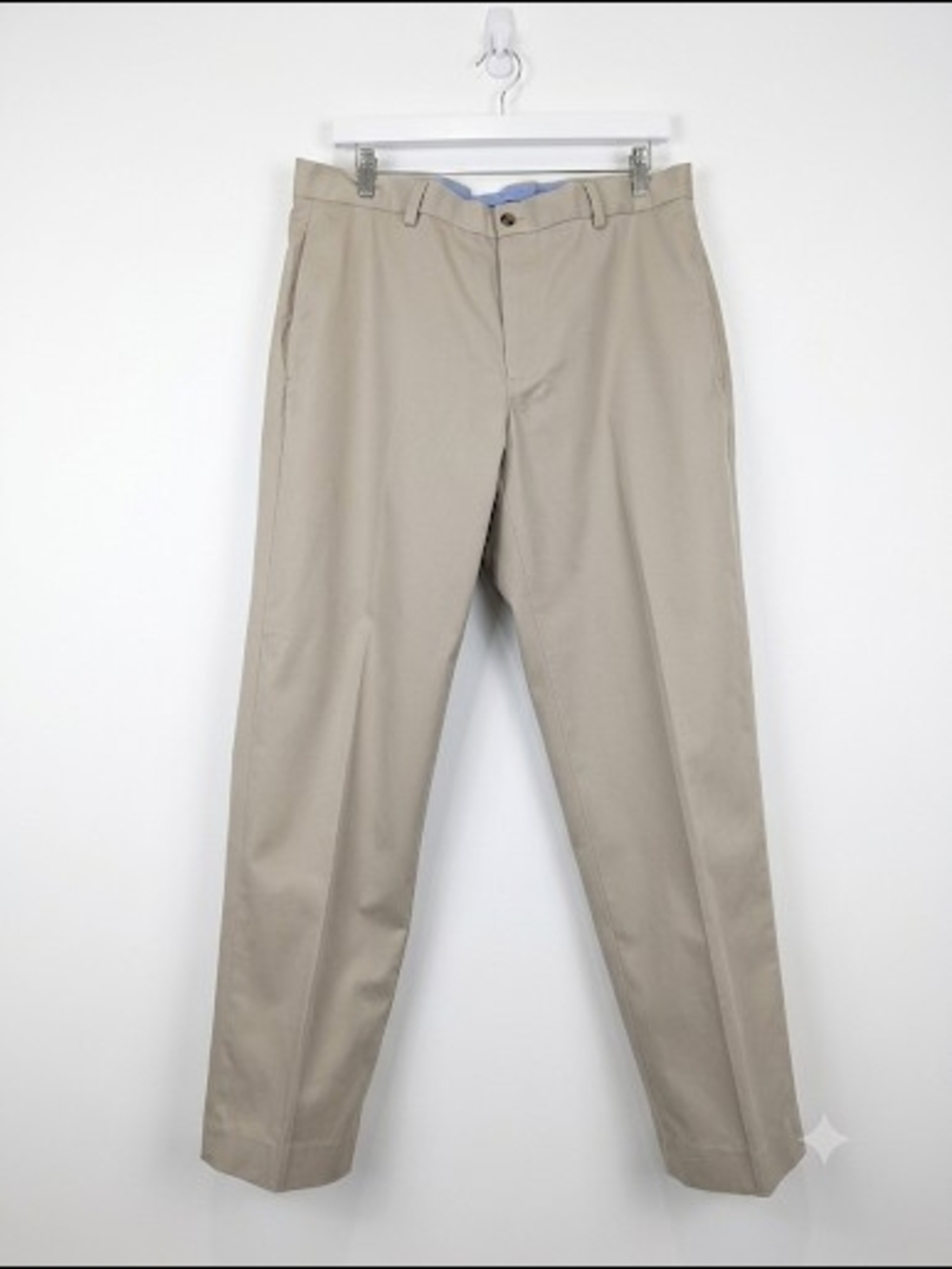 Brooks Brothers Advantage Chino Khaki Tan Flat Front Dress Pants Mens 34x30